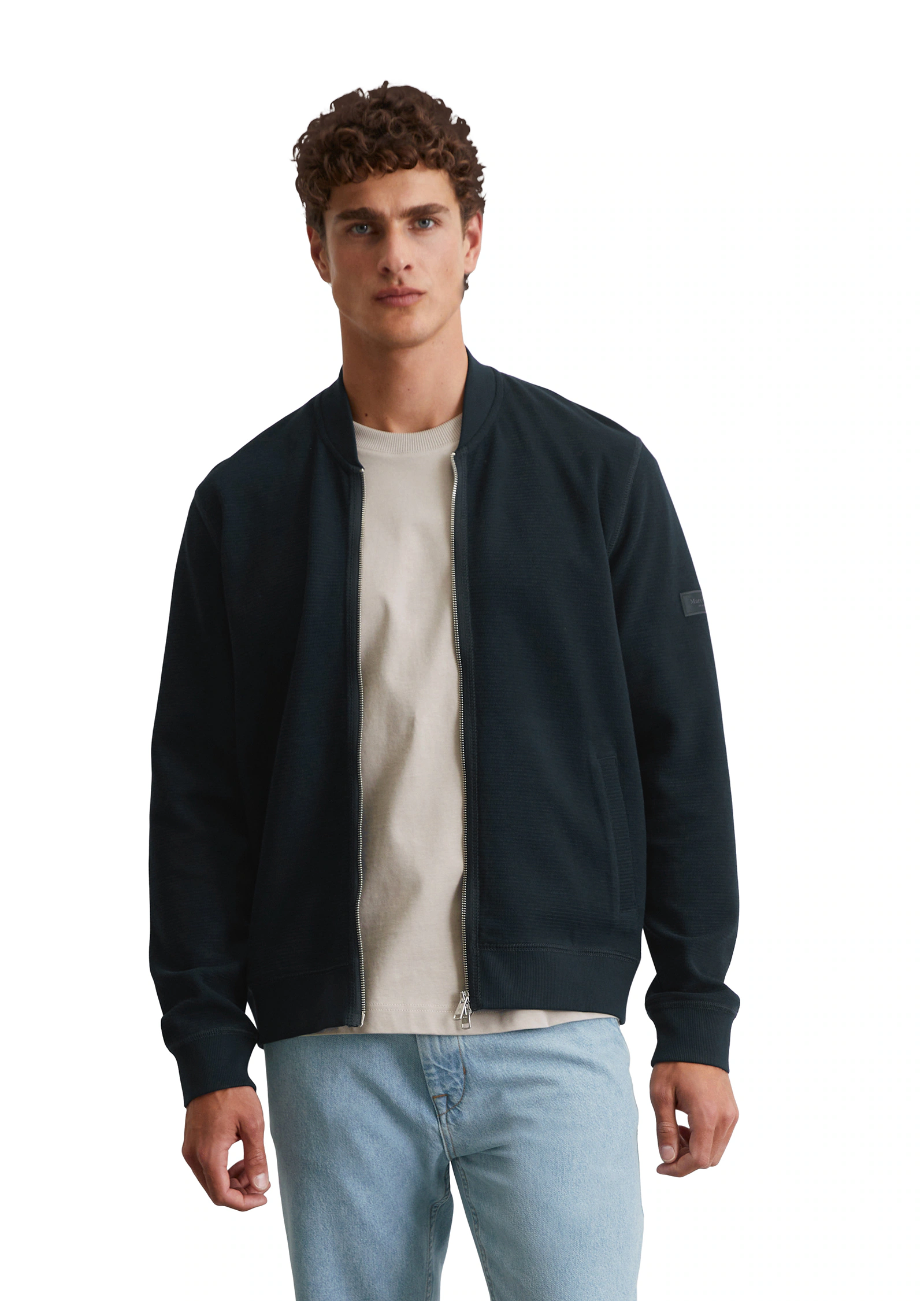 Marc OPolo Sweatjacke, mit Struktur, Stehkragen, regular fit, 2-Wege-Reißve günstig online kaufen