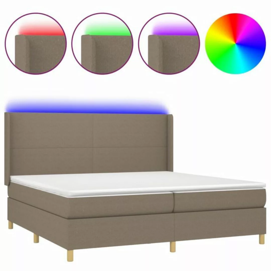 vidaXL Boxspringbett Boxspringbett mit Matratze LED Taupe 200x200 cm Stoff günstig online kaufen