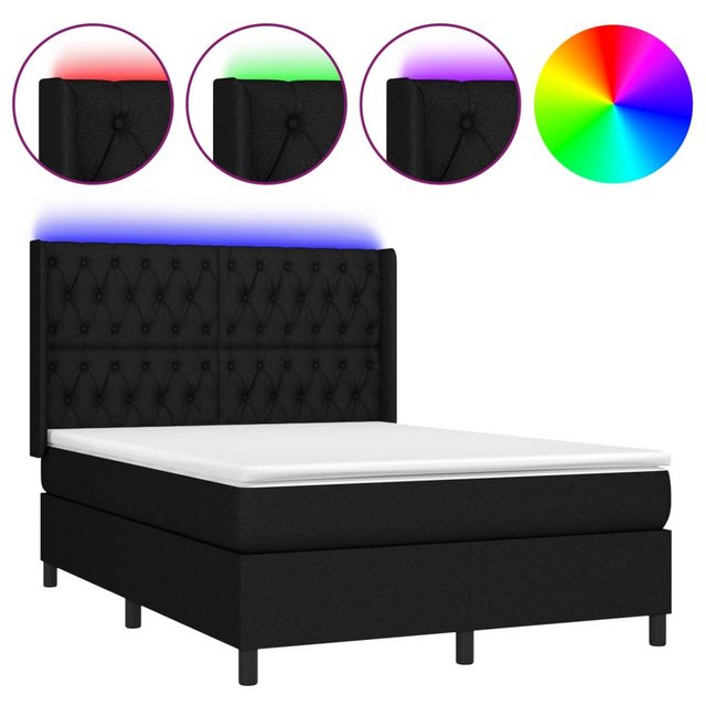 vidaXL Boxspringbett Boxspringbett mit Matratze und LED Stoff (140 x 190 cm günstig online kaufen