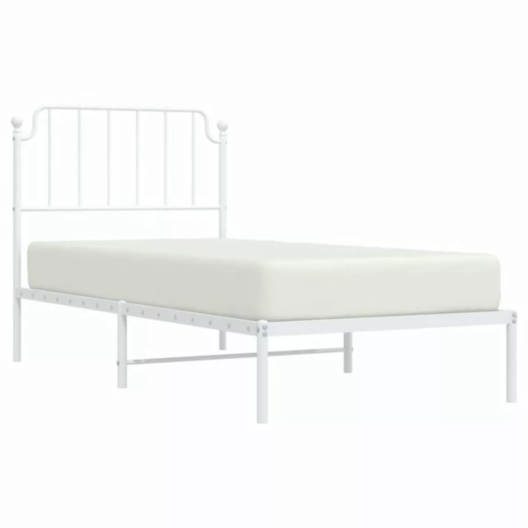 vidaXL Bettgestell Bettgestell mit Kopfteil Metall Weiß 90x190 cm Bett Bett günstig online kaufen