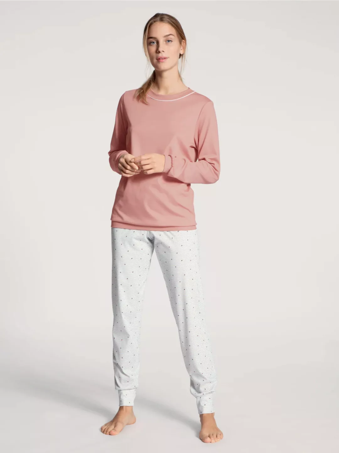 CALIDA Schlafanzug "Sweet Dreams", Bündchen-Pyjama, feine Streifen und klei günstig online kaufen
