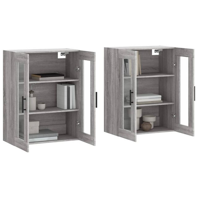 vidaXL Hängeschrank Wandschränke 2 Stk Grau Sonoma Spanplatte Glas Vitrine günstig online kaufen