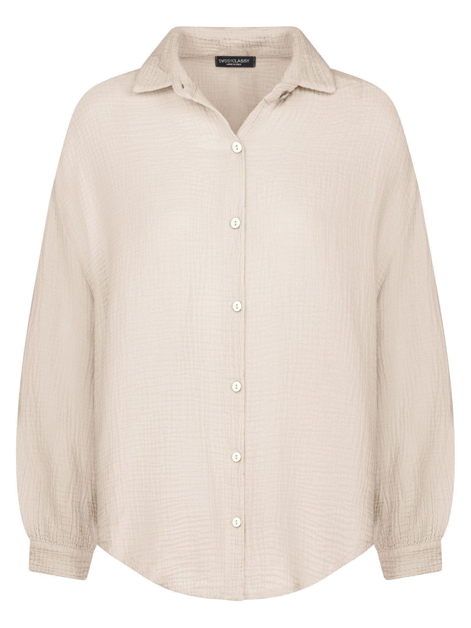 SASSYCLASSY Longbluse Oversize Musselin Bluse Damen günstig online kaufen