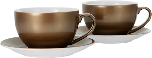 CreaTable Cappucinotassenset Golden Days gold Steinzeug 4 tlg. günstig online kaufen