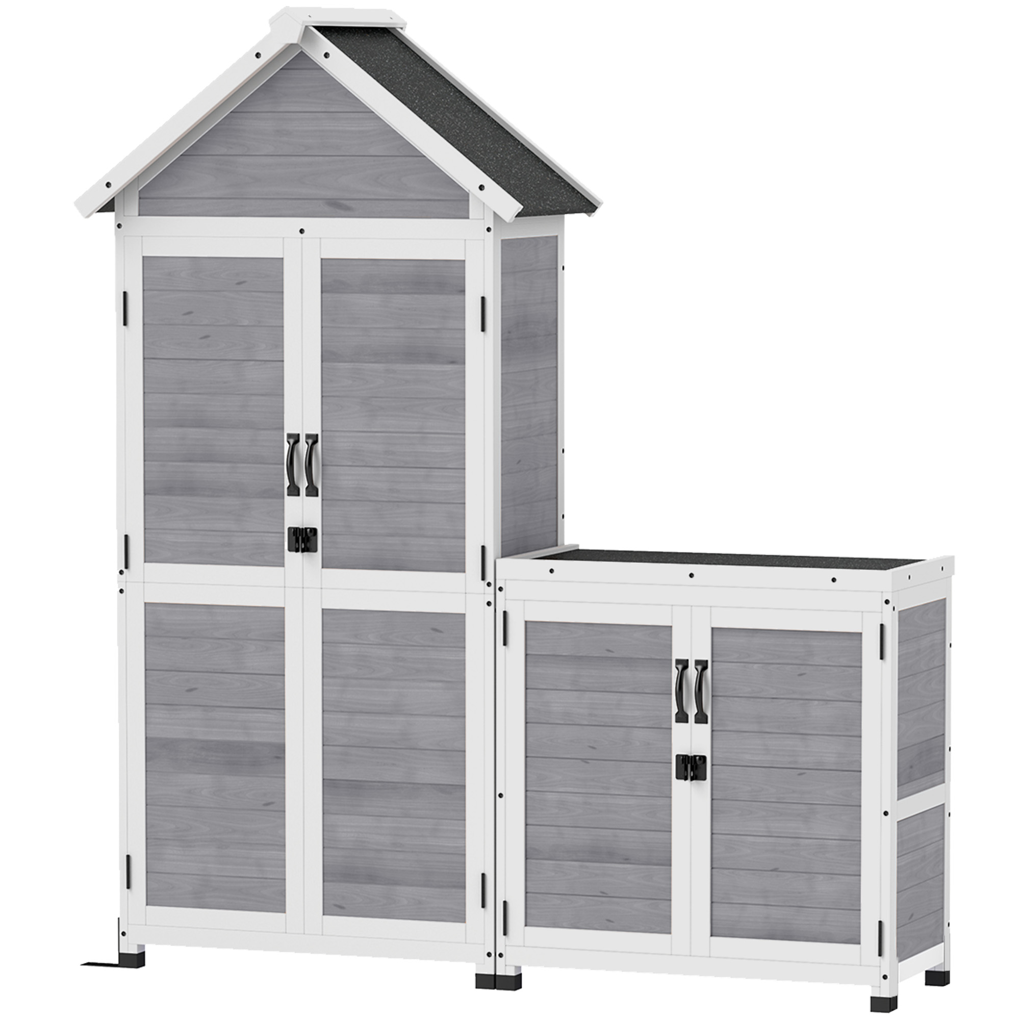 Outsunny 2 in 1 Gartenschrank Holz, Geräteschuppen mit Aufbewahrungsschrank günstig online kaufen