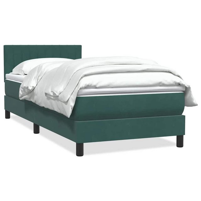 vidaXL Boxspringbett, Boxspringbett mit Matratze Dunkelgrün 100x220 cm Samt günstig online kaufen