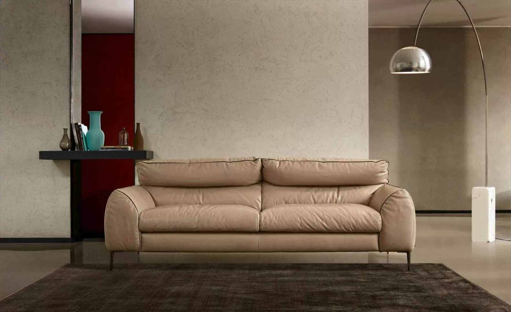 Xlmoebel Sofa Zweisitziges Ledersofa in Beige für das Wohnzimmer im Design günstig online kaufen