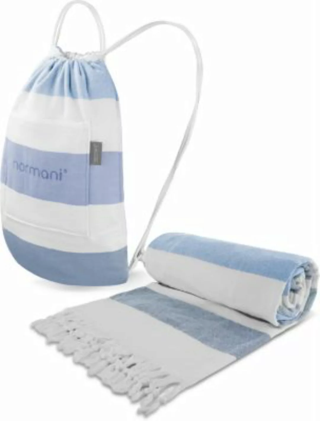 normani® Badehandtuch mit Rucksackfunktion Badetücher blau Gr. 90 x 170 günstig online kaufen