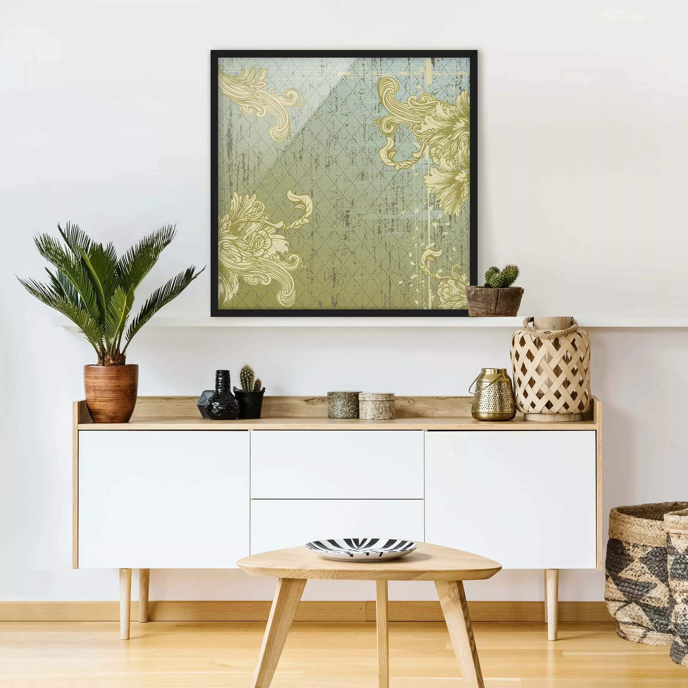Bild mit Rahmen Muster & Textur - Quadrat Floraler Barock günstig online kaufen