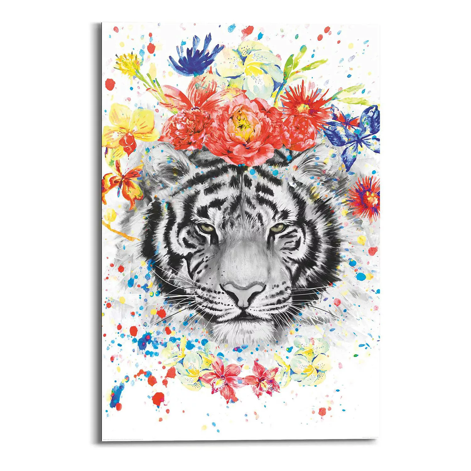 home24 Wandbild Tiger Blumenkranz günstig online kaufen