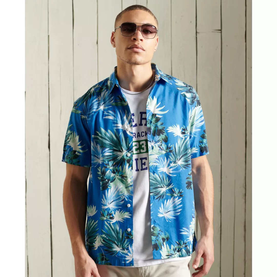 Superdry Hawaiian Kurzarm Hemd XL Brush Palm Blue günstig online kaufen