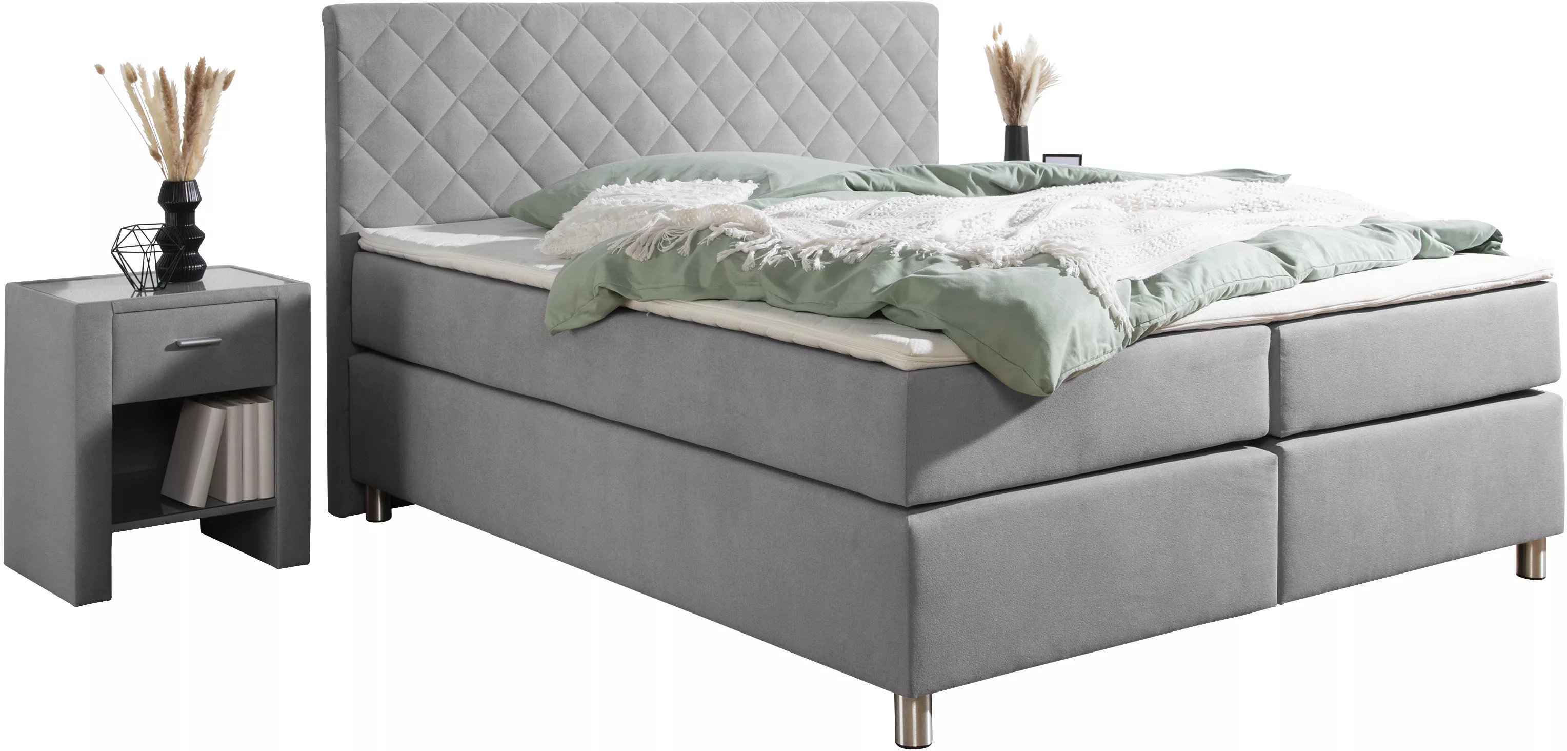 Leonique Boxspringbett »Bernard, in verschiedenen Breiten«, inkl. Topper, M günstig online kaufen