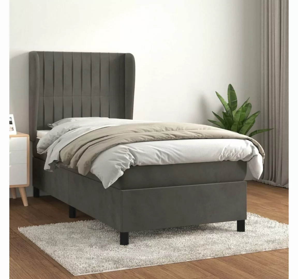 furnicato Bett Boxspringbett mit Matratze Dunkelgrau 90x190 cm Samt günstig online kaufen