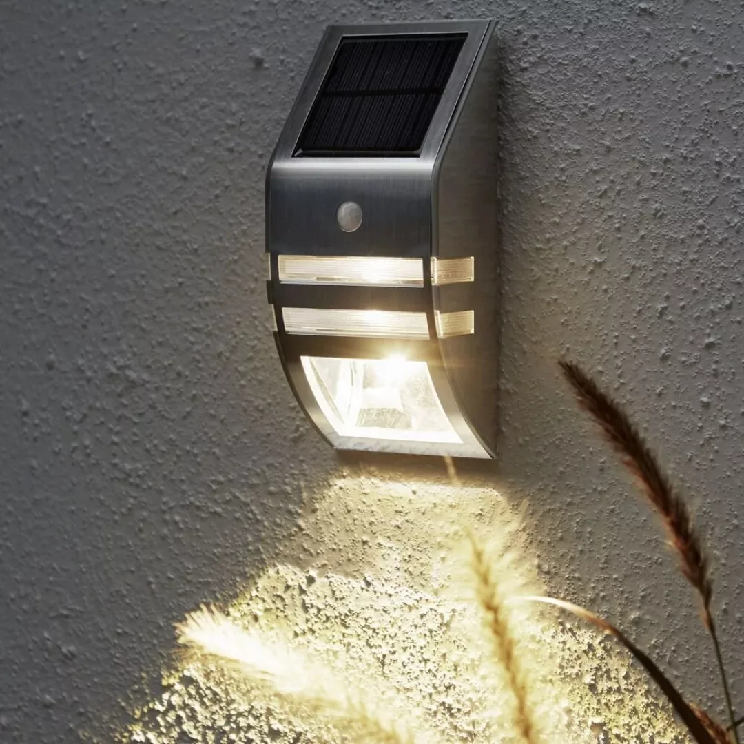 LED Solar Wandleuchte Wally, Silber, mit Bewegungsmelder günstig online kaufen