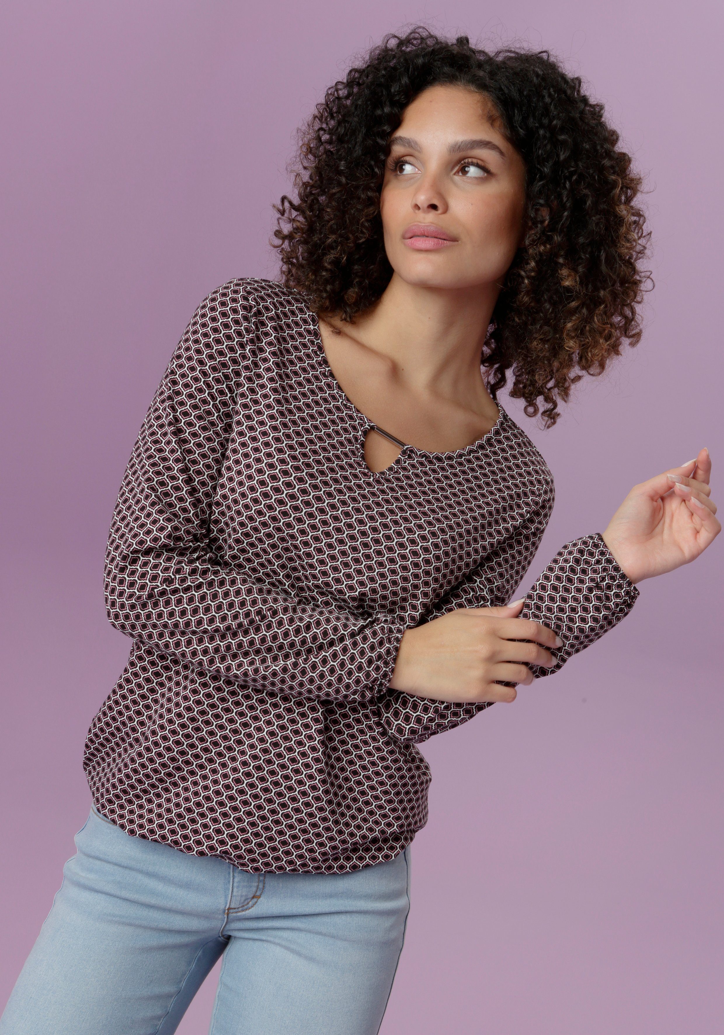 Aniston SELECTED Langarmshirt in unterschiedlichen Drucken, günstig online kaufen