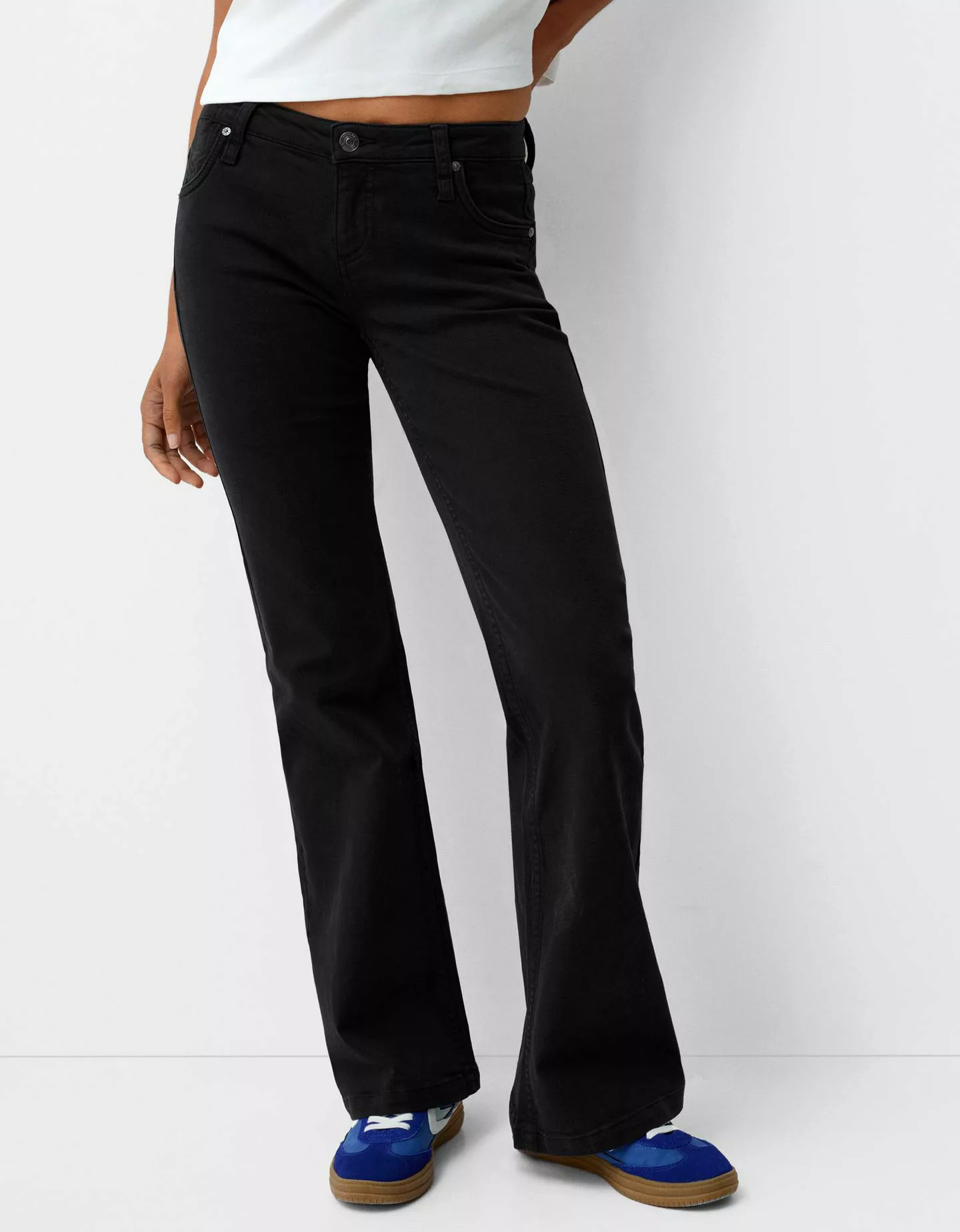 Bershka Schlaghose Aus Twill Damen 32 Schwarz günstig online kaufen