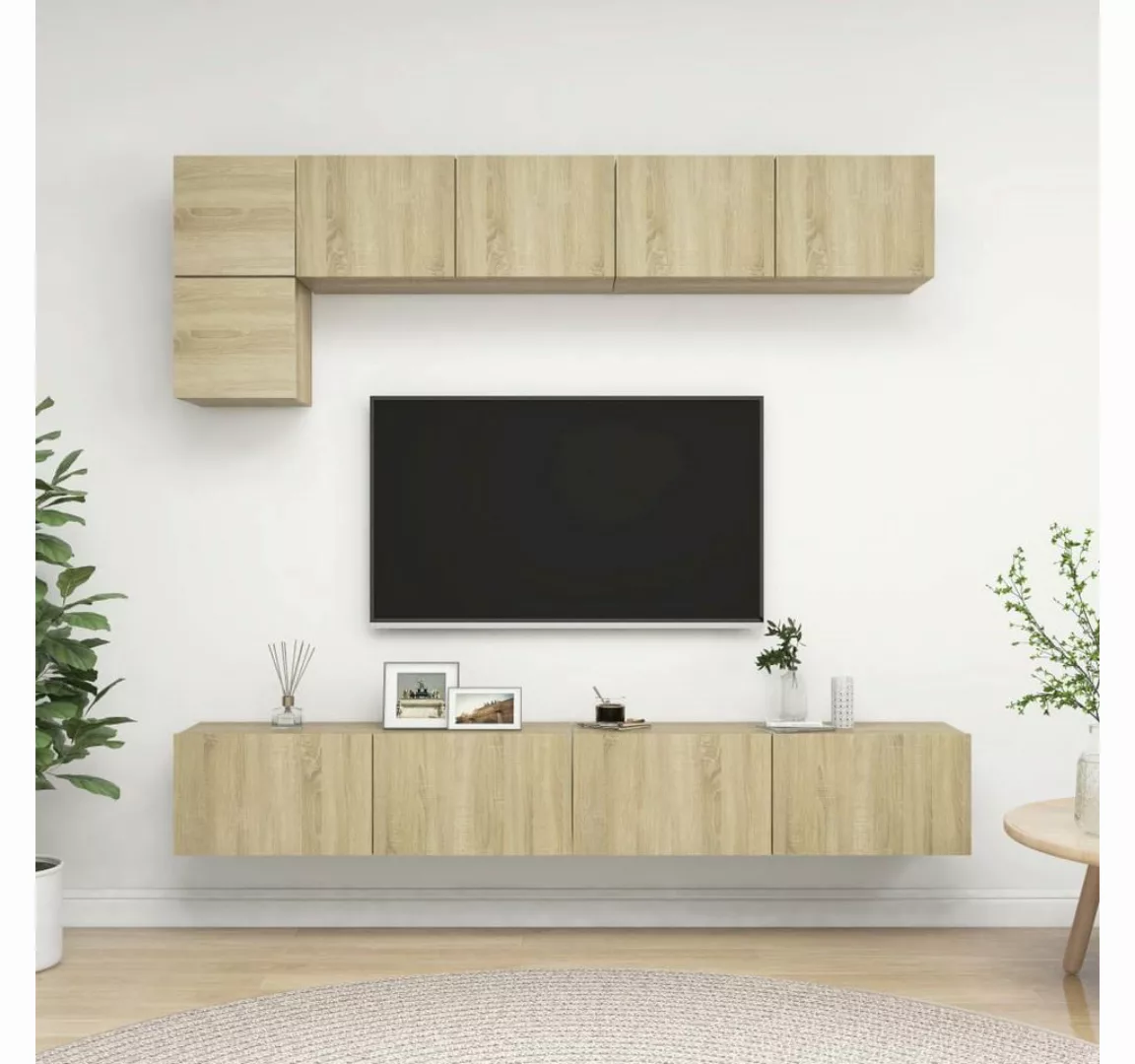 furnicato TV-Schrank 5-tlg. TV-Schrank-Set Sonoma-Eiche Holzwerkstoff günstig online kaufen