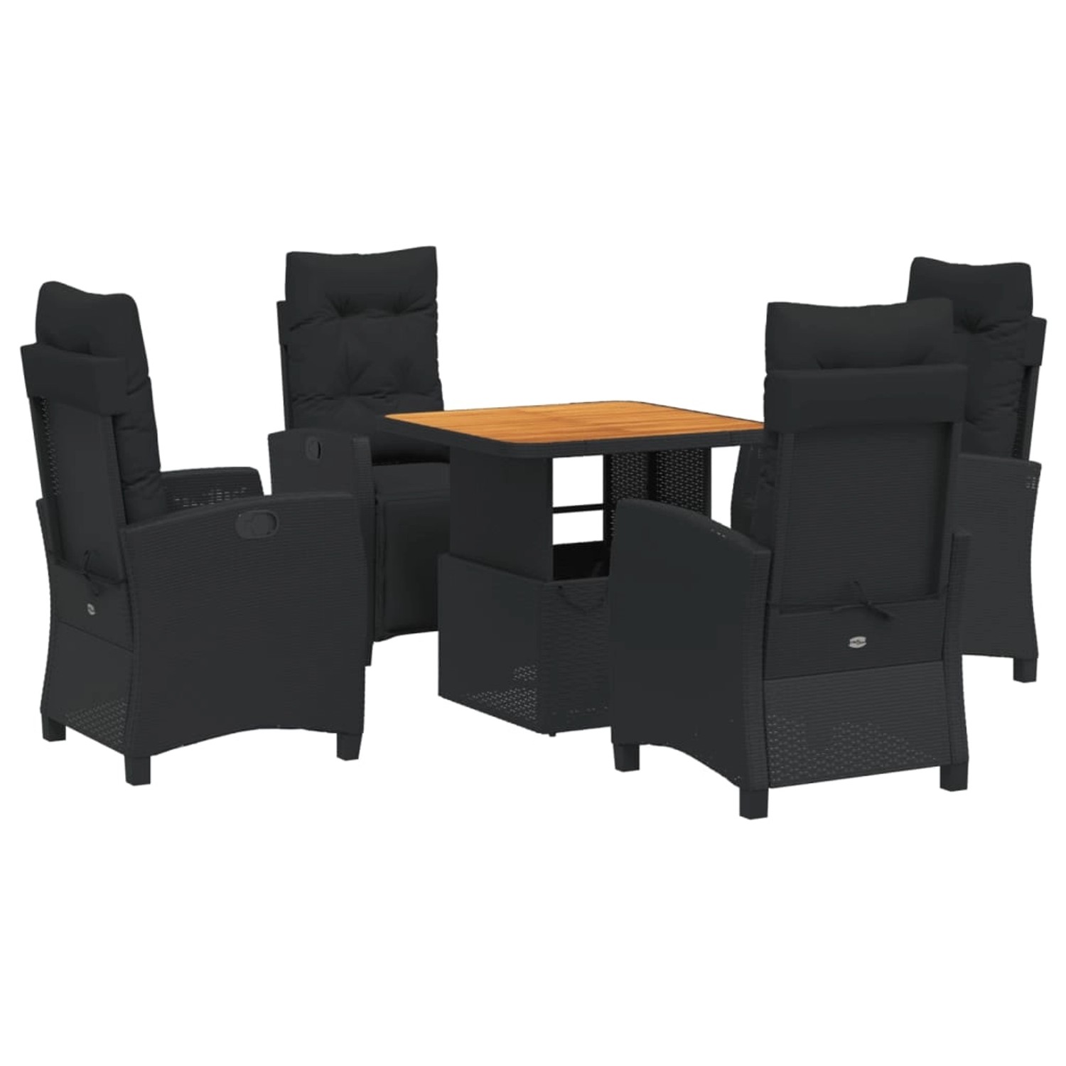 vidaXL 5-Tlg Garten-Essgruppe mit Kissen Schwarz Poly Rattan 3277388 günstig online kaufen