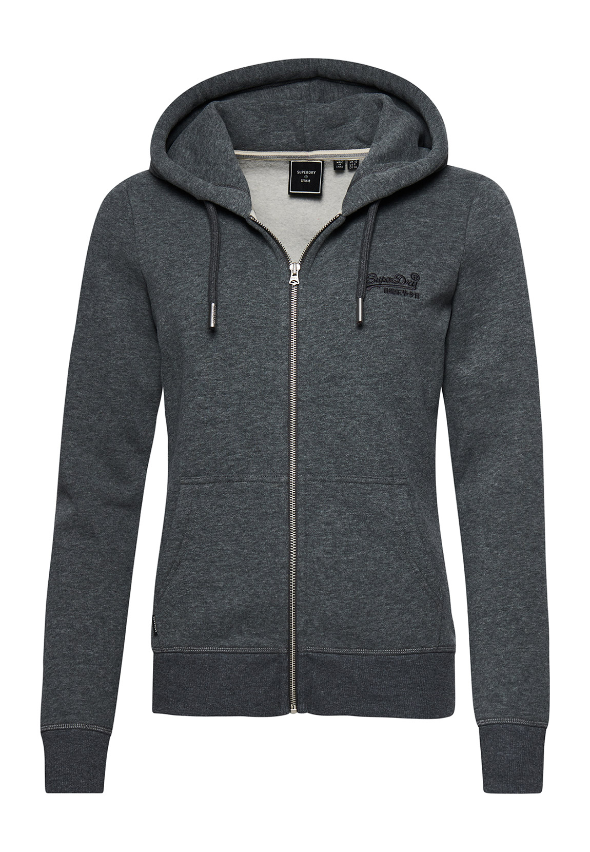 Superdry Damen Sweatjacke VINTAGE LOGO EMB ZIPHOOD Rich Charcoal Marl Grau günstig online kaufen