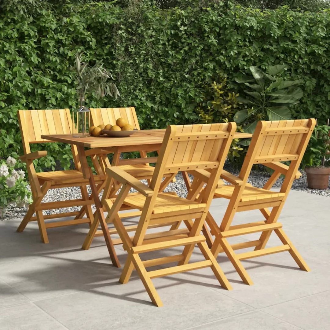 Vidaxl 5-tlg. Garten-essgruppe Massivholz Teak günstig online kaufen