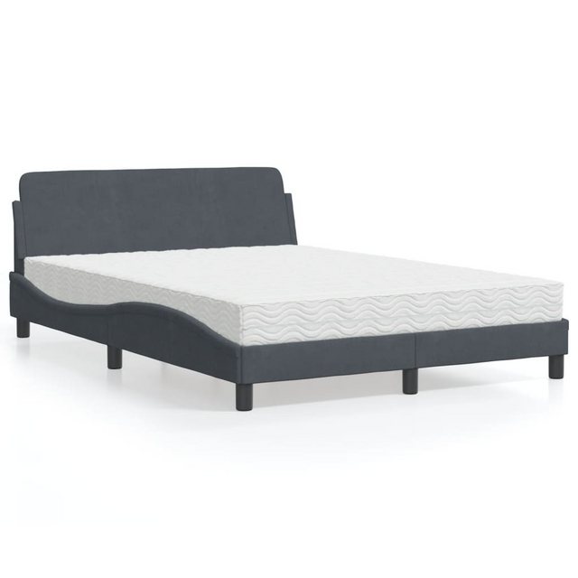 vidaXL Bett Bett mit Matratze Dunkelgrau 140x190 cm Samt günstig online kaufen