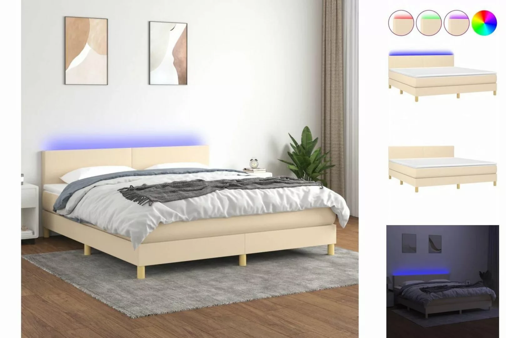 vidaXL Boxspringbett Bett Boxspringbett komplett mit Matratze & LED Stoff ( günstig online kaufen