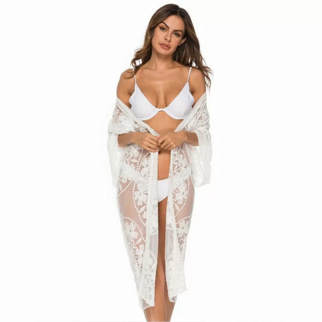 AUKUU Strandkleid Spitzen-Cardigan Bikini-Überkleid, Sonnenschutzkleid Stra günstig online kaufen