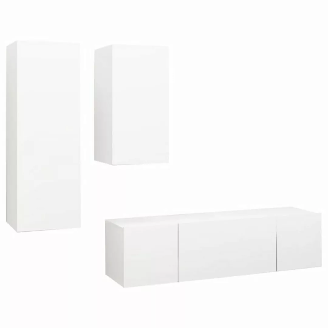 furnicato TV-Schrank 4-tlg. TV-Schrank-Set Weiß Holzwerkstoff (4-St) günstig online kaufen