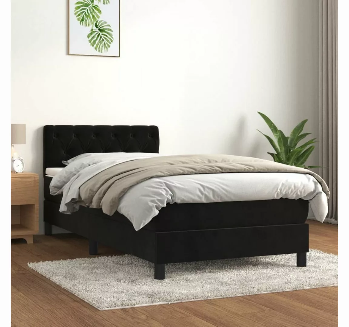 furnicato Bett Boxspringbett mit Matratze Schwarz 80x200 cm Samt günstig online kaufen