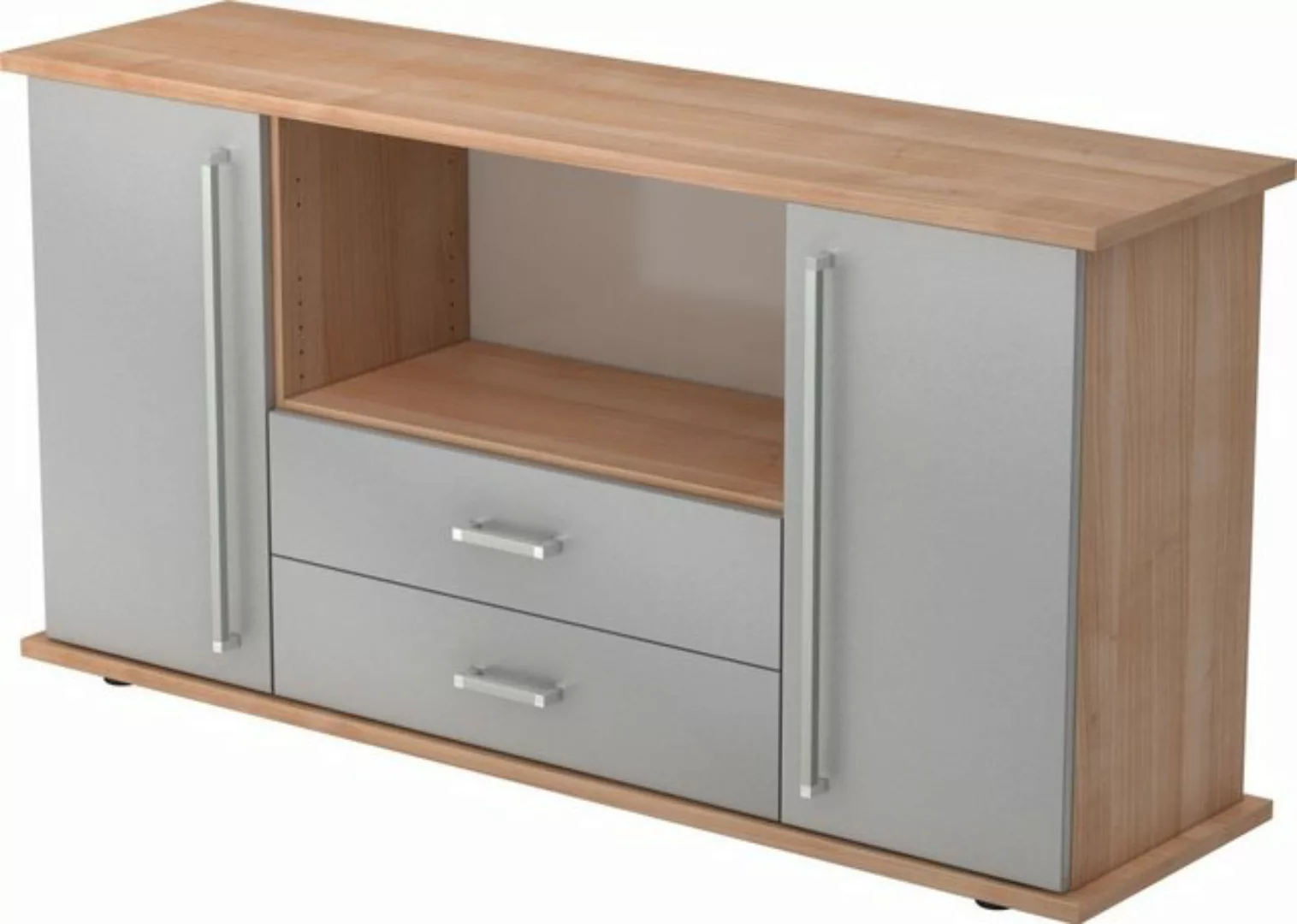 Aktenschrank Sideboard SB 2OH 2 Schübe BxTxH 166,1x44,8x84cm Griff CE Nussb günstig online kaufen