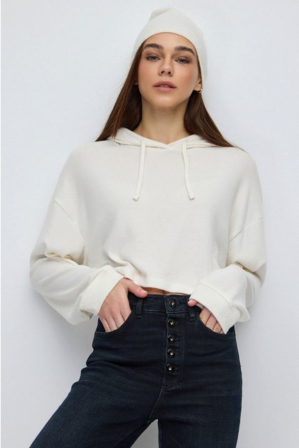 No Matter What Sweatshirt Weicher Kapuzen-Crop-Top aus Strickstoff günstig online kaufen