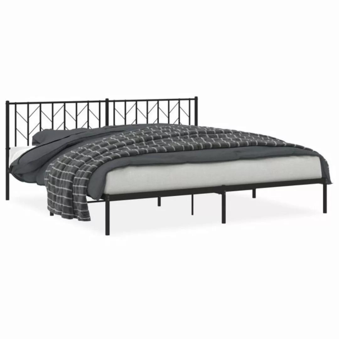 vidaXL Bettgestell, Bettrahmen mit Kopfteil Metall Schwarz 200x200 cm günstig online kaufen