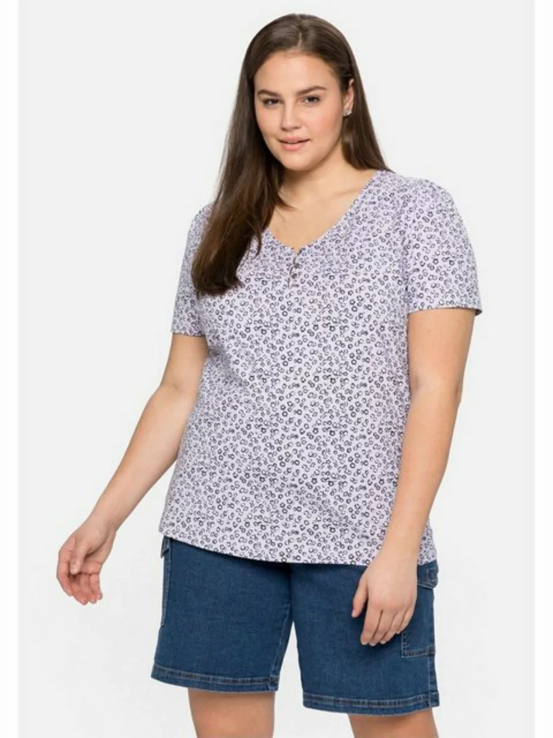 Sheego T-Shirt Große Größen mit zartem Alloverdruck günstig online kaufen