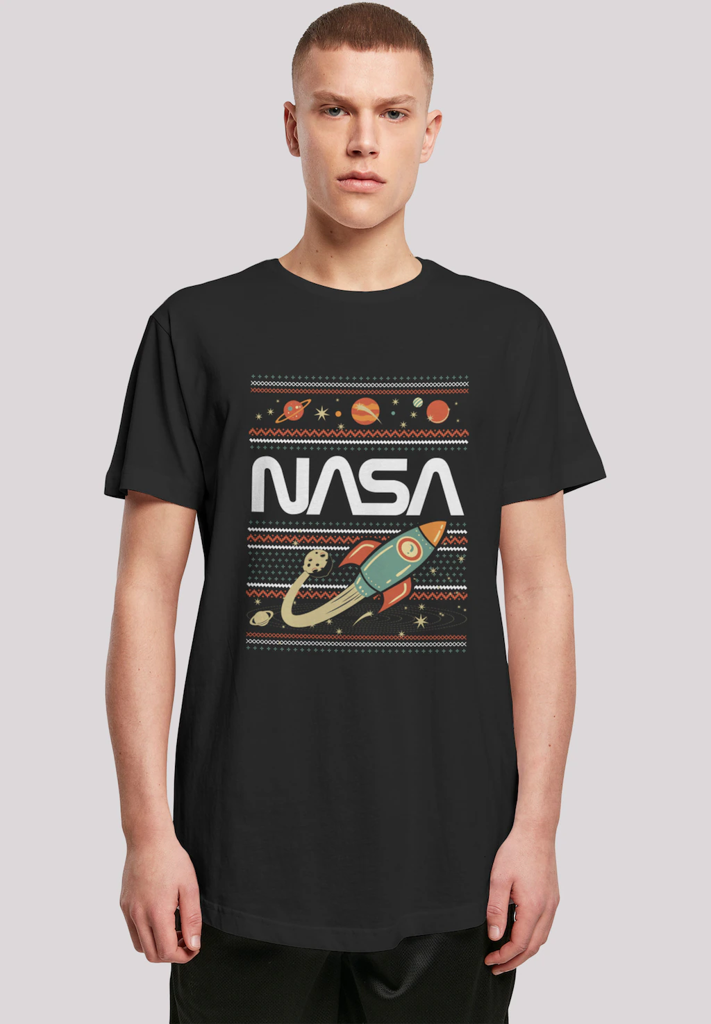 F4NT4STIC T-Shirt "Long Cut T-Shirt NASA Fair Isle", Herren,Premium Merch,L günstig online kaufen