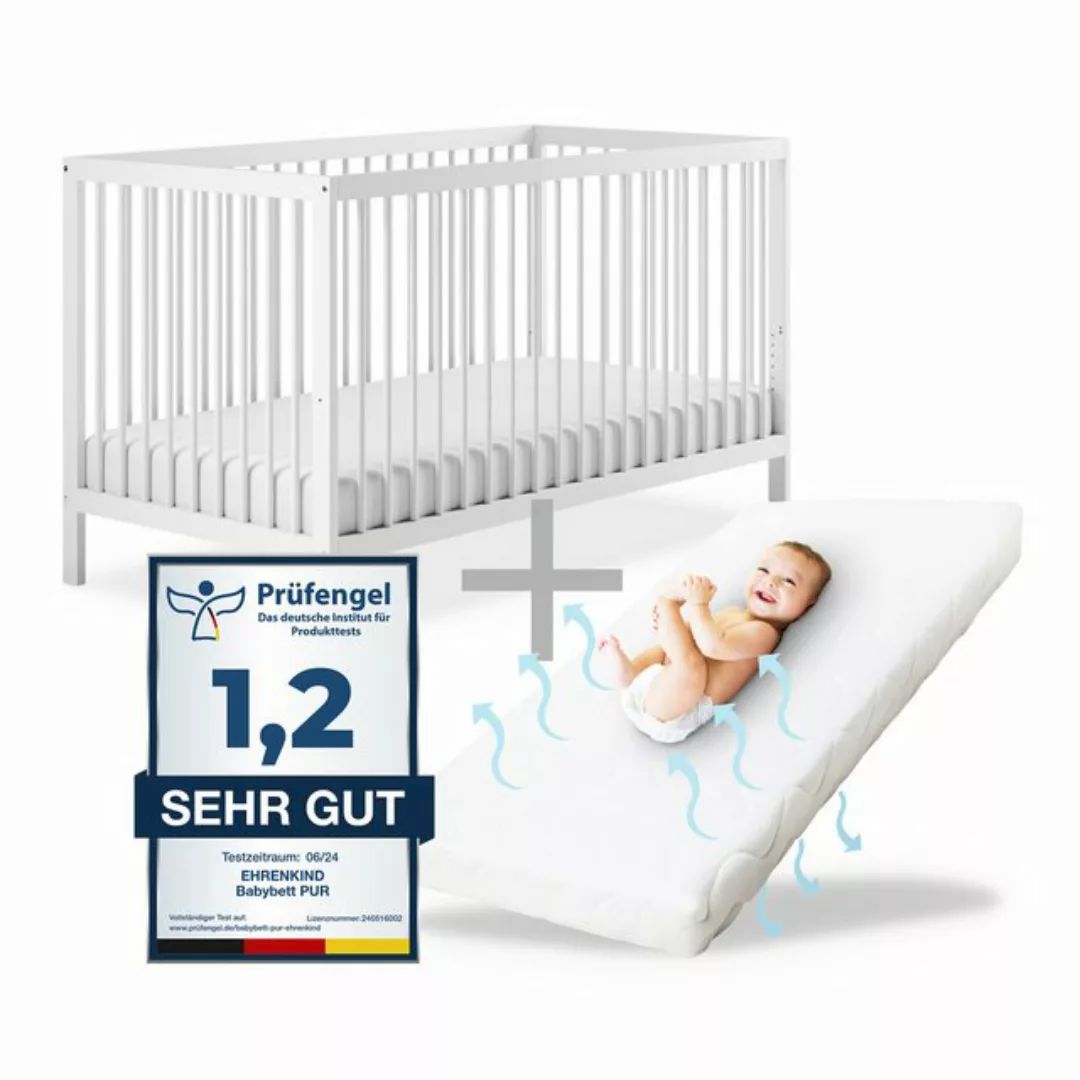 Ehrenkind Babybett PUR inkl. Matratze, Gitterbett, Baby Bett, Babybett 60x1 günstig online kaufen