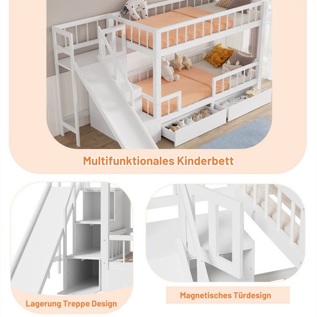 autolock Etagenbett Kinder-Etagenbett,mit Rutsche und Treppen, mit 2 Schubl günstig online kaufen