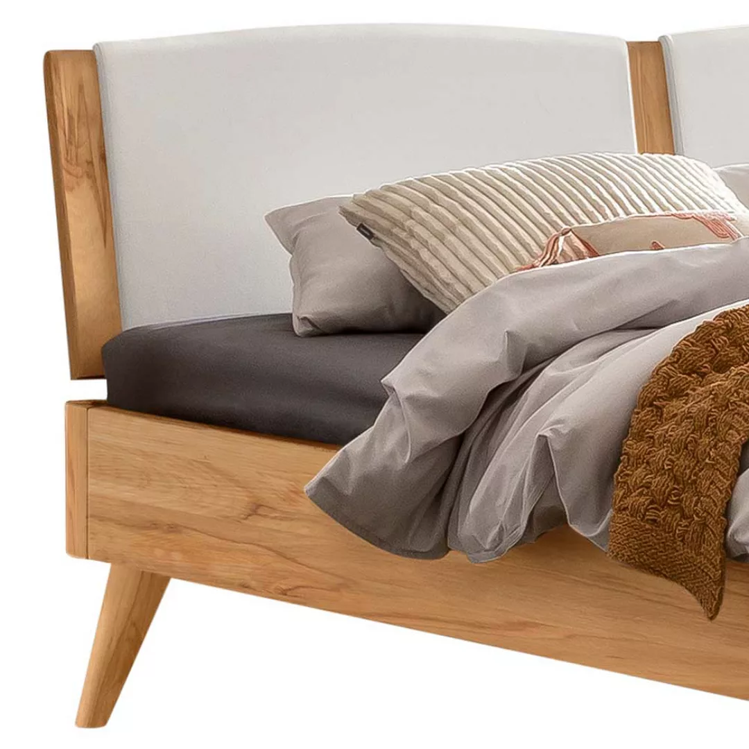 Franzoesisches Bett 140x200 cm aus Wildbuche Massivholz mit Polsterkopfteil günstig online kaufen