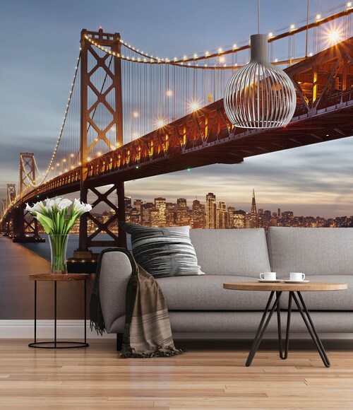 Komar Fototapete »Bay Bridge - Größe 368 x 254 cm«, bedruckt, Wohnzimmer, S günstig online kaufen