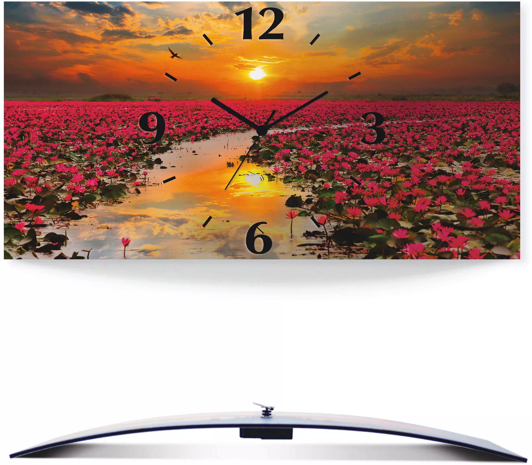 Artland Wanduhr »Goldener Sonnenuntergang und Pusteblumen«, 3D Optik geboge günstig online kaufen