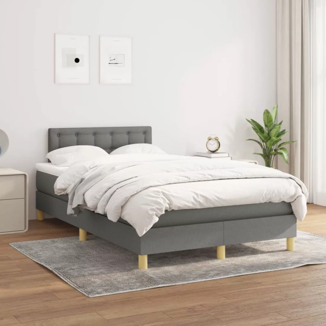 Vidaxl Boxspringbett Mit Matratze Dunkelgrau 120x200 Cm Stoff günstig online kaufen