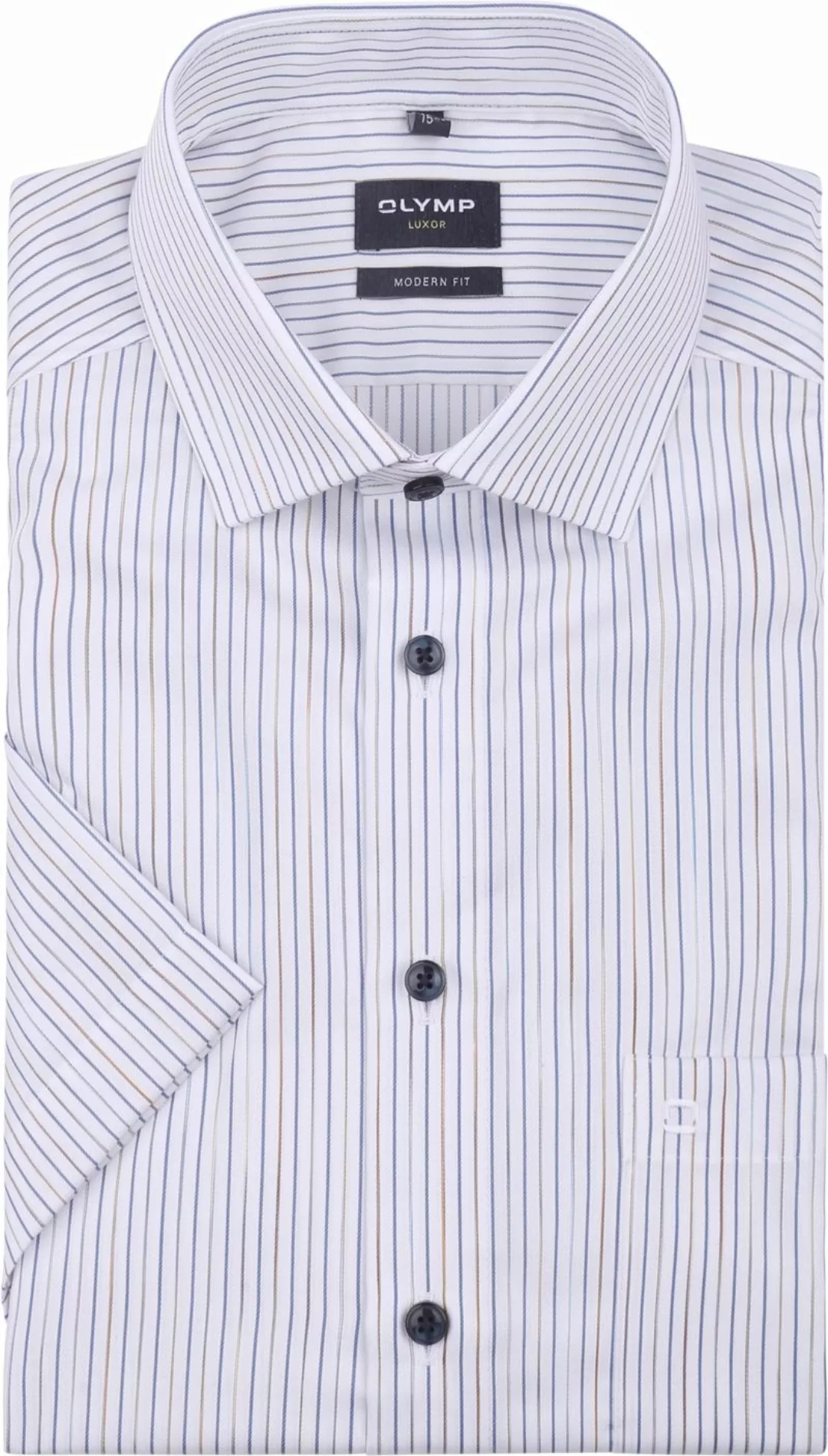 OLYMP Short Sleeve Hemd Luxor Streifen Blau  - Größe 44 günstig online kaufen