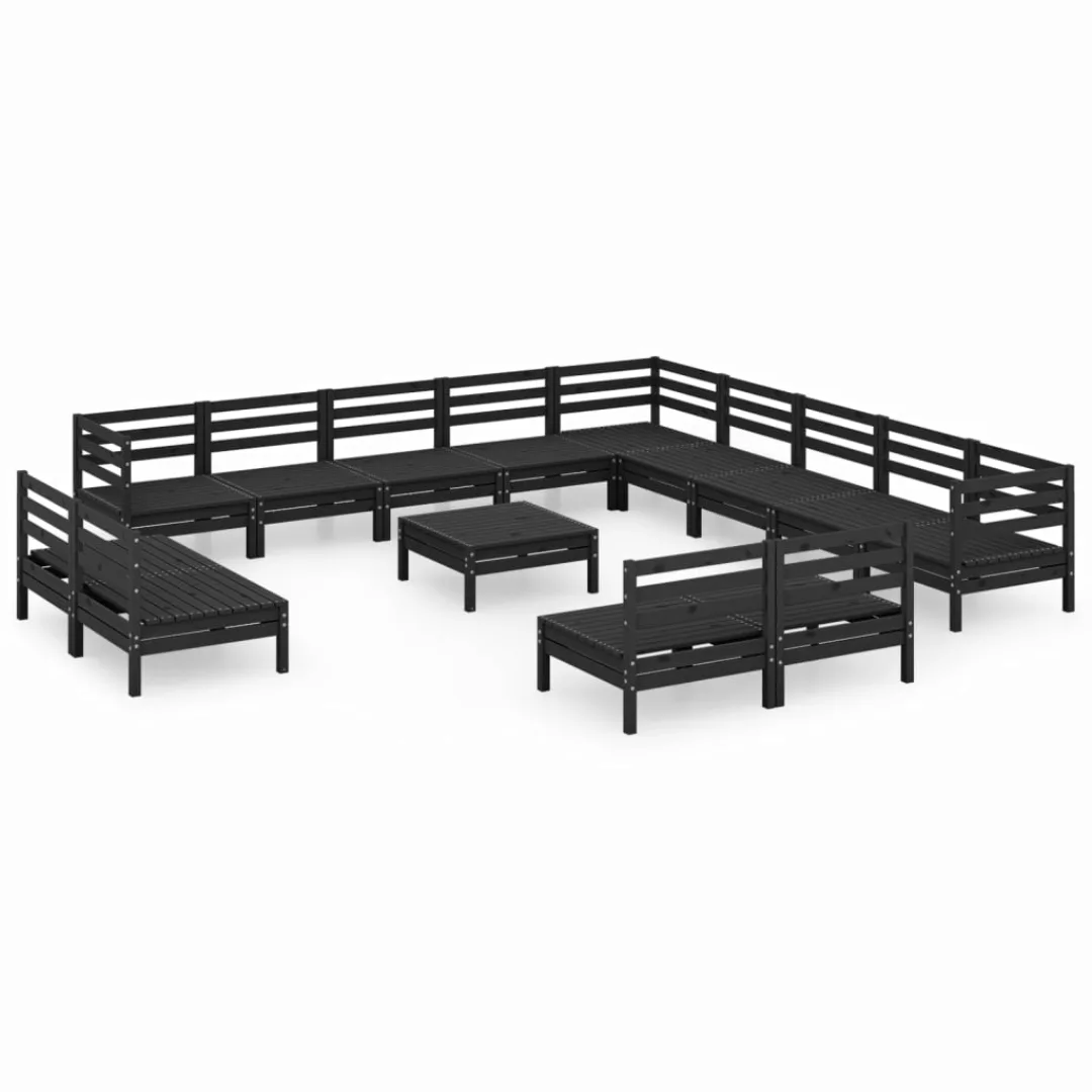 14-tlg. Garten-lounge-set Massivholz Kiefer Schwarz günstig online kaufen