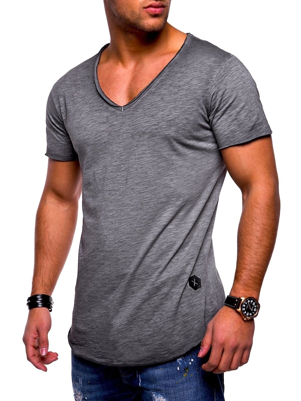behype T-Shirt "NUKE", (1 tlg.), mit V-Ausschnitt günstig online kaufen