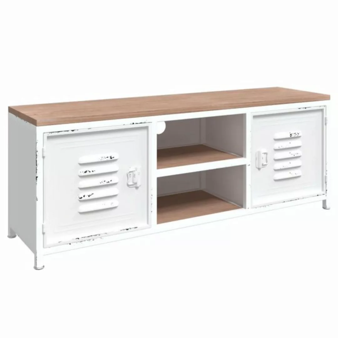 vidaXL TV-Schrank TV-Schrank Weiß 110x30x40 cm Eisen und Massivholz Tanne L günstig online kaufen