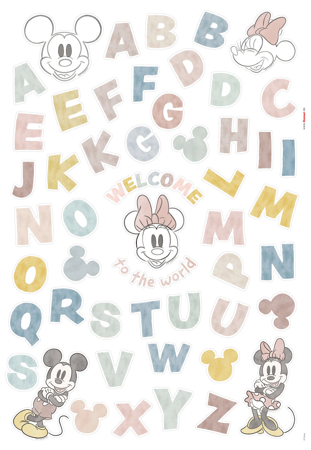 Komar Wandtattoo "Mickey Alphabet - Größe 50 x 70 cm", (56 St.), selbstkleb günstig online kaufen