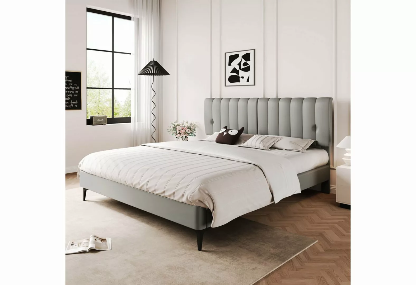 NMonet Polsterbett Doppelbett (140x200cm), Kunstlederbett, mit Lattenrost u günstig online kaufen