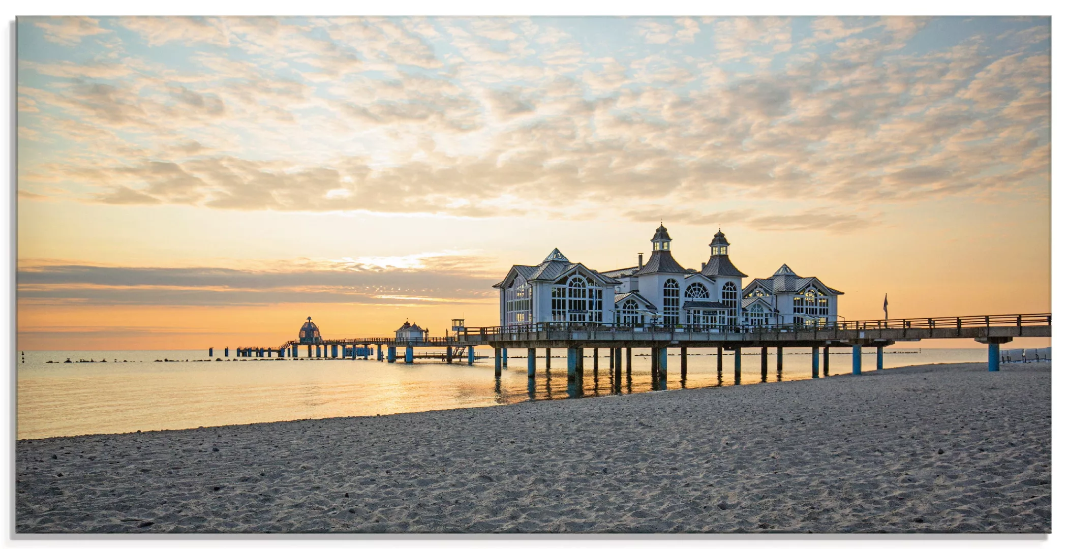 Artland Glasbild "Seebrücke Sellin bei Sonnenaufgang", Strand, (1 St.) günstig online kaufen