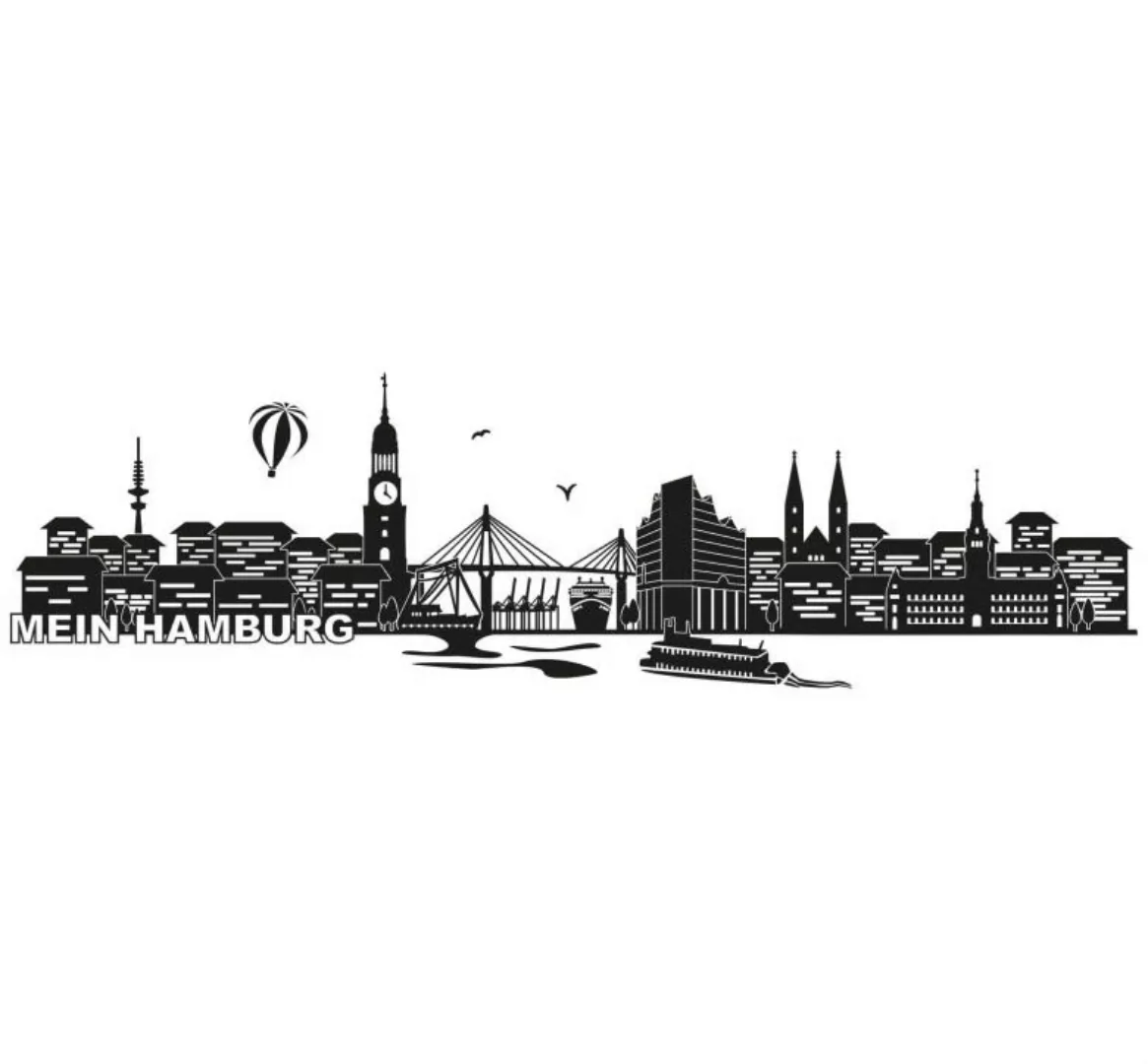 Wall-Art Wandtattoo "XXL Stadt Skyline Hamburg 120cm", (1 St.) günstig online kaufen