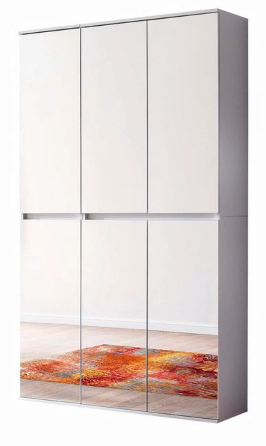 Furn.Design Garderobenschrank Reflect (Schuhschrank in weiß 6-türig, 111 x günstig online kaufen