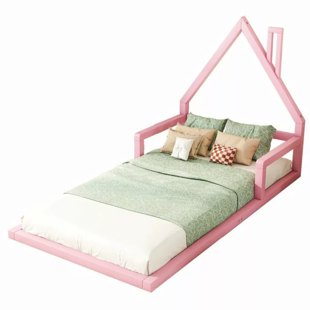 Rutaqian Kinderbett Einzelbett Flachbett Hausbett Bodenbett 90x200cm, Hausf günstig online kaufen